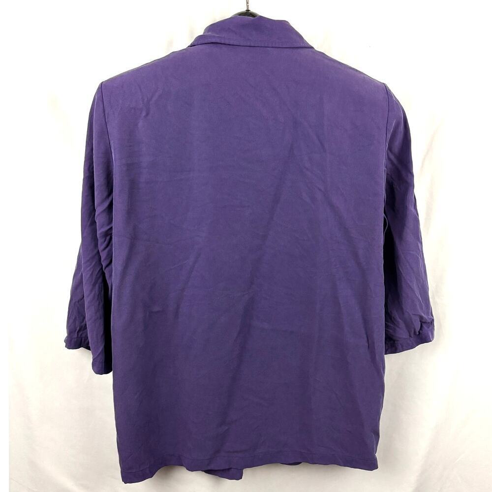 REAL CLOTHES Saks Fifth Avenue Shirt Blouse Purple MEDIUM Womens 3/4 Sleeve - Picture 2 of 6